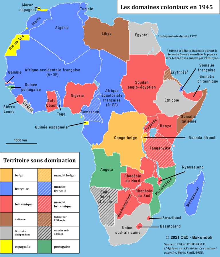 Carte De LAfrique En 1945 Bokundoli
