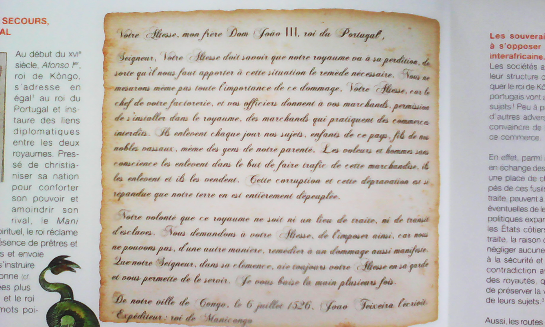 Correspondance de Dom Afonso, roi du Manikongo à son frère Joâo III, roi de Portugal